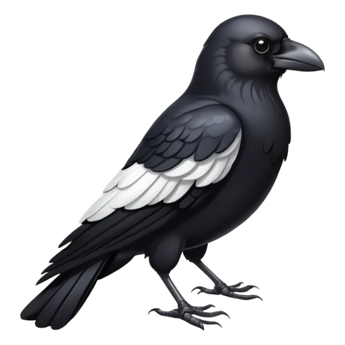 crow with black body and white breast feathers sticker