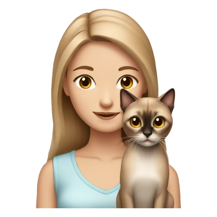 Light brown hair girl with Siamese cat sticker