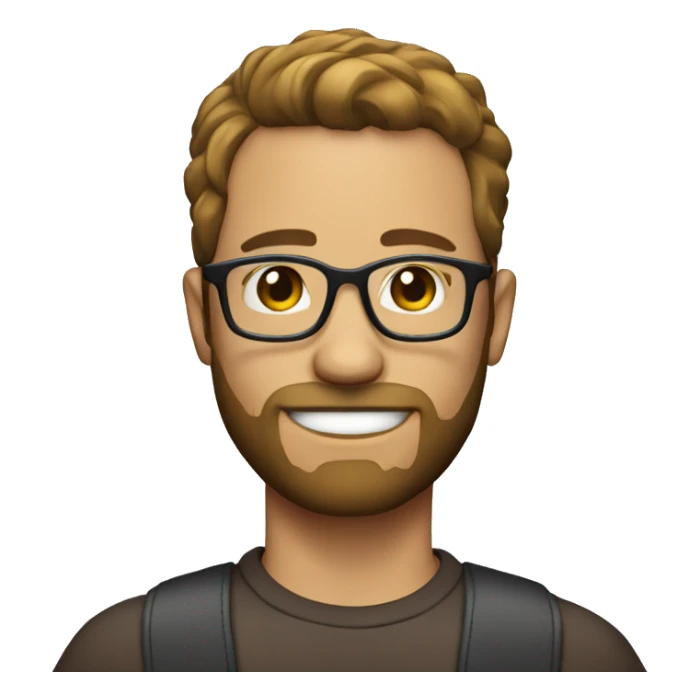 35yo male with shrt hair, glasses and beard sticker