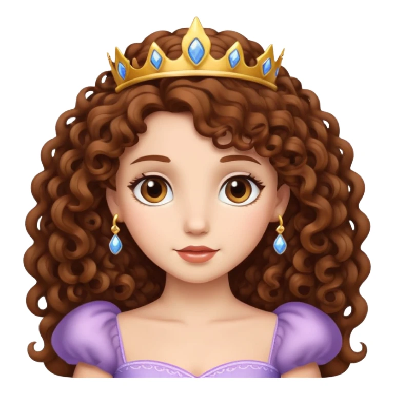 Princess with brown curly hair  sticker