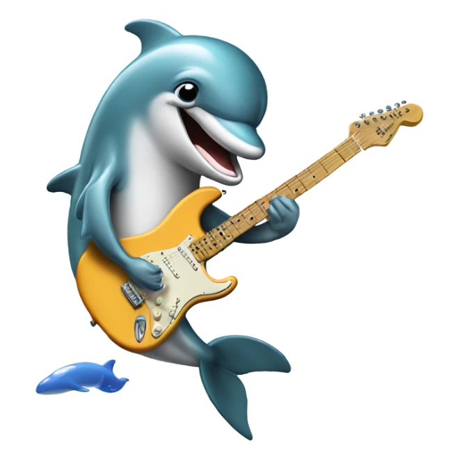 Dolphin with sunglasses playing a fender Stratocaster  sticker