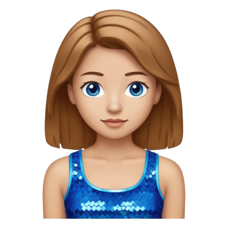 Close from Bratz with long light brown hair, light skin, blue eyes, blue sequin crop top sticker