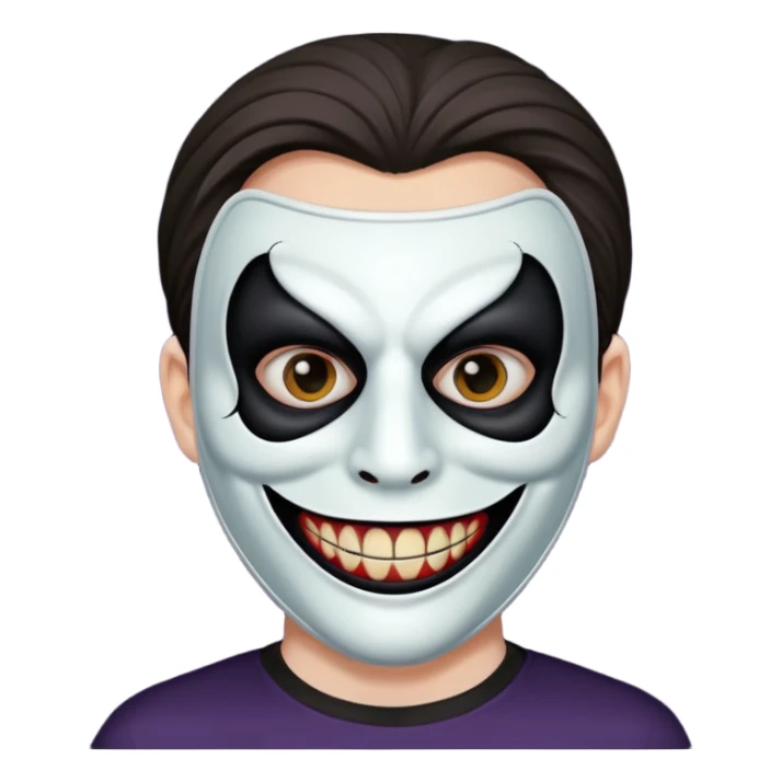 guy holding mask but his face is creepy and very scary sticker