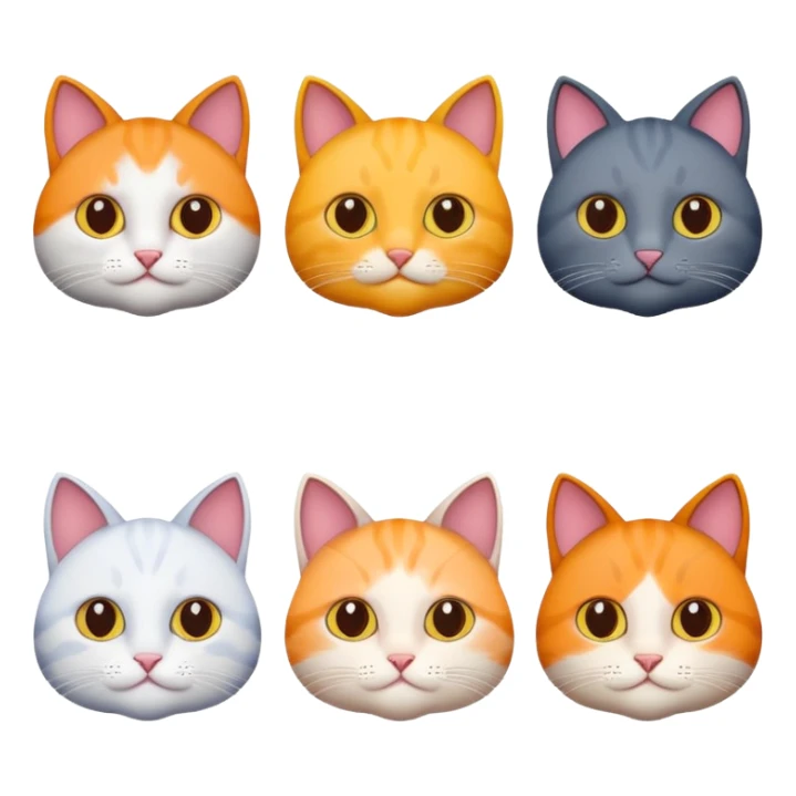 6 realistic looking cats with different pretty natural coloured coats
 sticker
