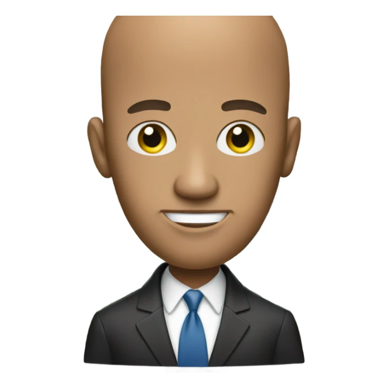 Man with big head in front of White House sticker