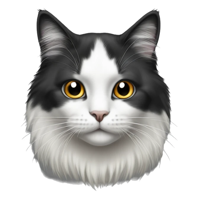 half Black and half white long hair cat with black spot on muzzle sticker