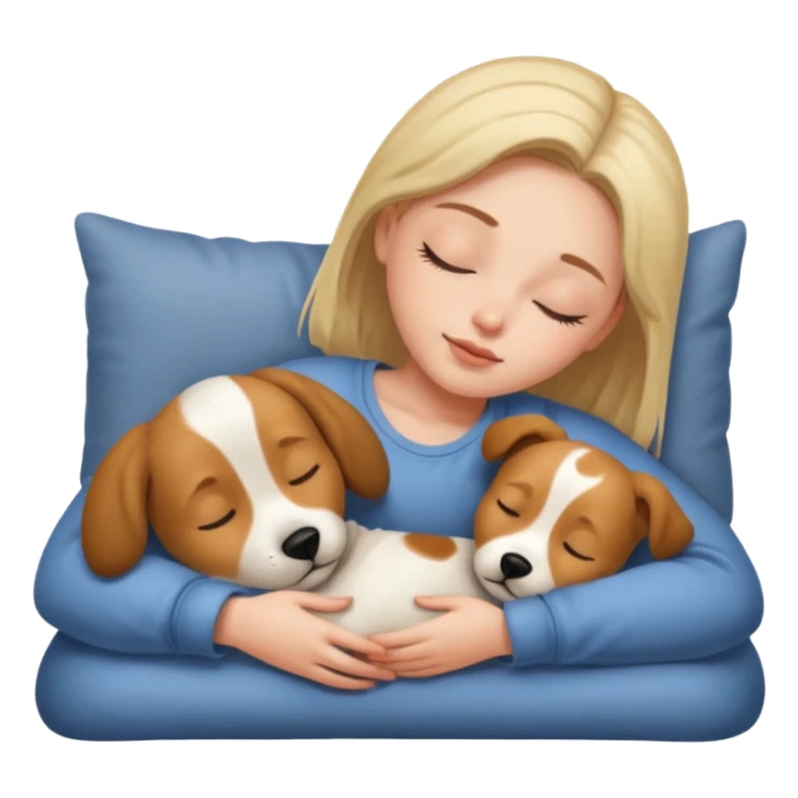 Girl sleeping with dog sticker