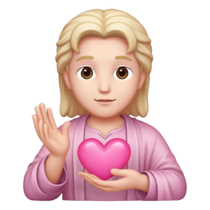 God with a pink heart in his hands sticker