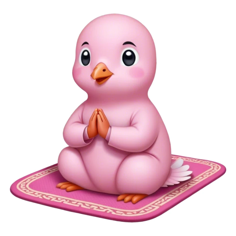 Cute muslim pink pigeon praying on a mat sticker