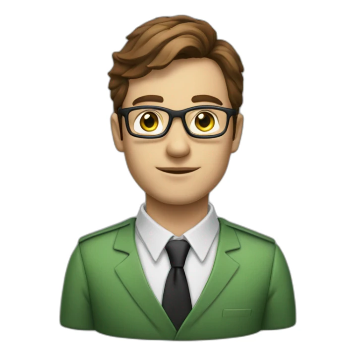 it specialist man green eye glasses brown hair sticker