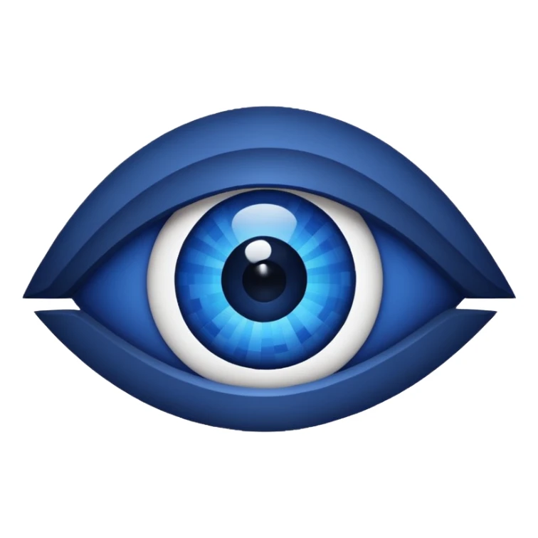 eye symbol, dark blue, minimal, pixelated sticker
