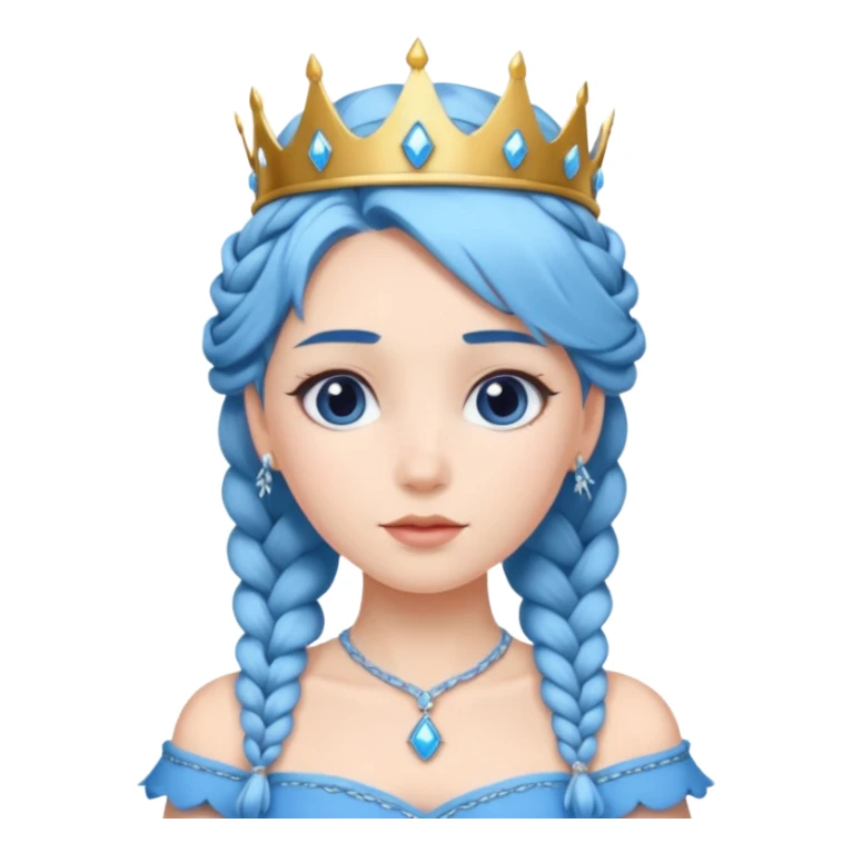 braided hair ice princess with crown blue hair sticker