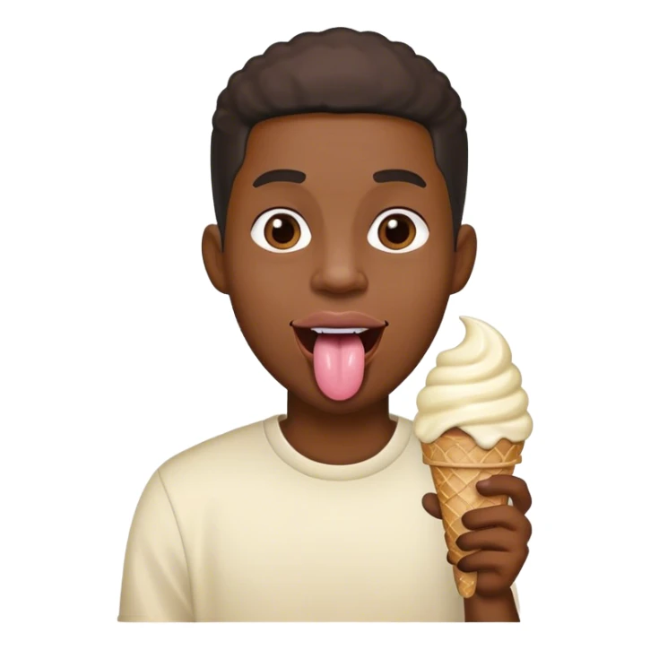black guy holding ice cream while his tounge is out sticker