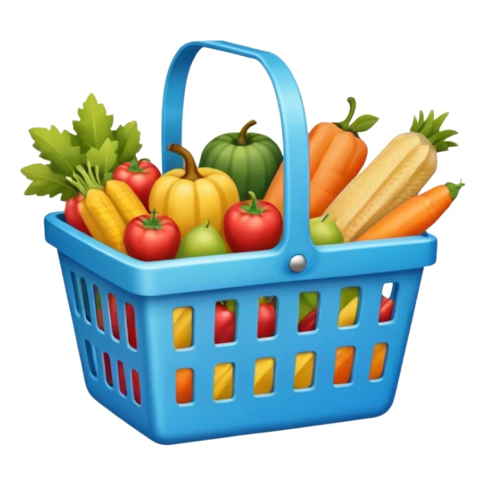 
shopping basket with groceries sticker