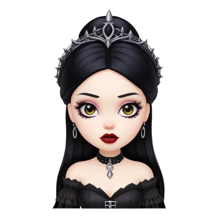 pretty bratz baddie, pale skin, black hair, gothic style sticker