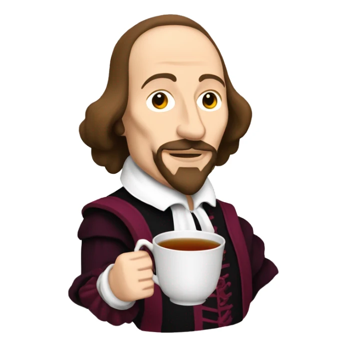 William Shakespeare holds a cup of tea in his hand sticker