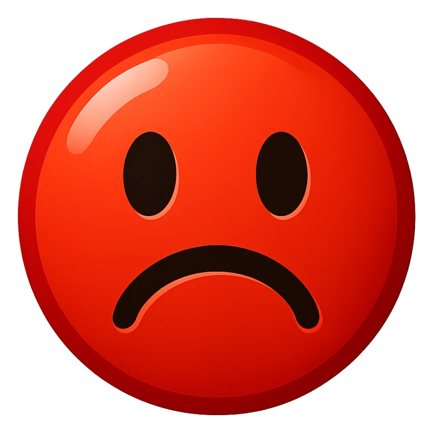 red emoji, shiny and bold, no background sticker