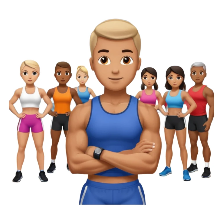 the personal trainer teaching students at the gym. the students are making some points sticker