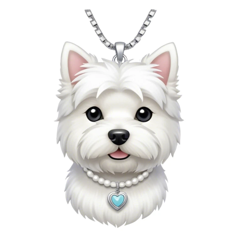West Highland white terrier with 'ubercute' necklace sticker