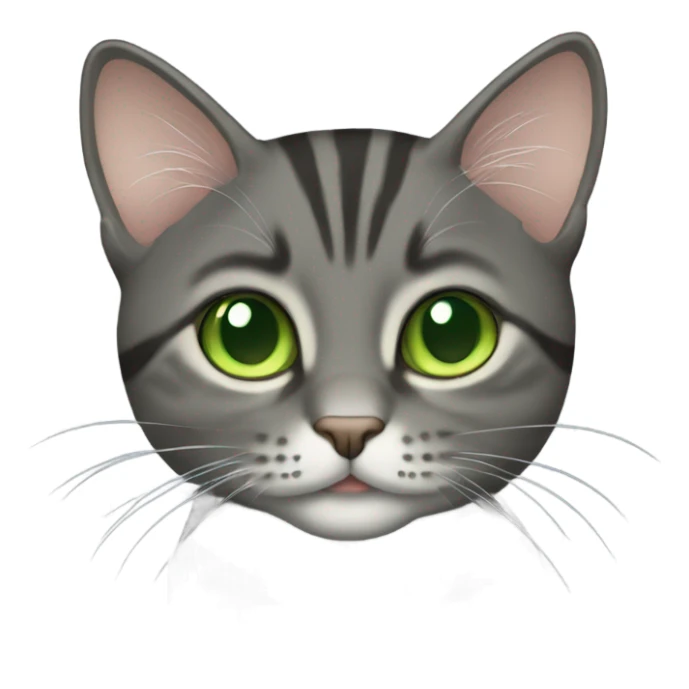 tabby dark gray cat with light green eyes sticker