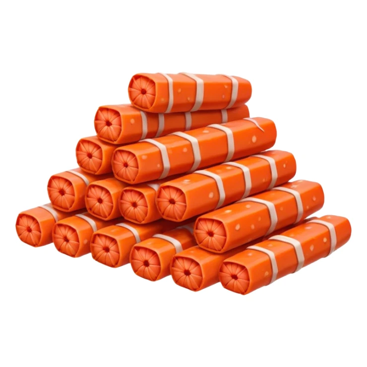 a pile of crab sticks, simple, clear sticker
