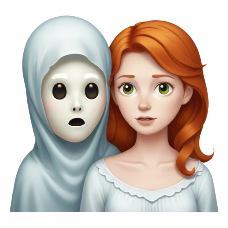 Ginger haired woman with ghost boyfriend  sticker