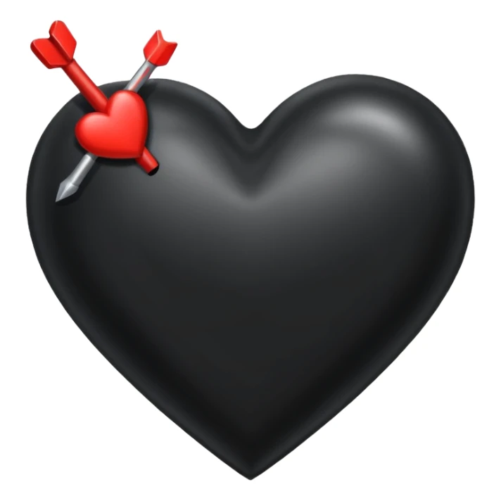 Corazón negro con una flecha q lo atraviesa todo y el corazón negro. sticker