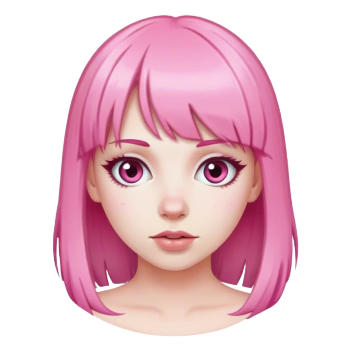 white girl with pink hair bangs sticker