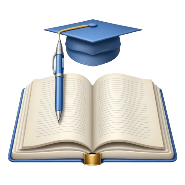 "A white open book,The pen should be positioned as placed exactly in the center between the pages.  if held by a right-handed person - meaning the direction is reversed compared to a left-handed grip. The pen should be uncapped, and the cap placed behind it." sticker