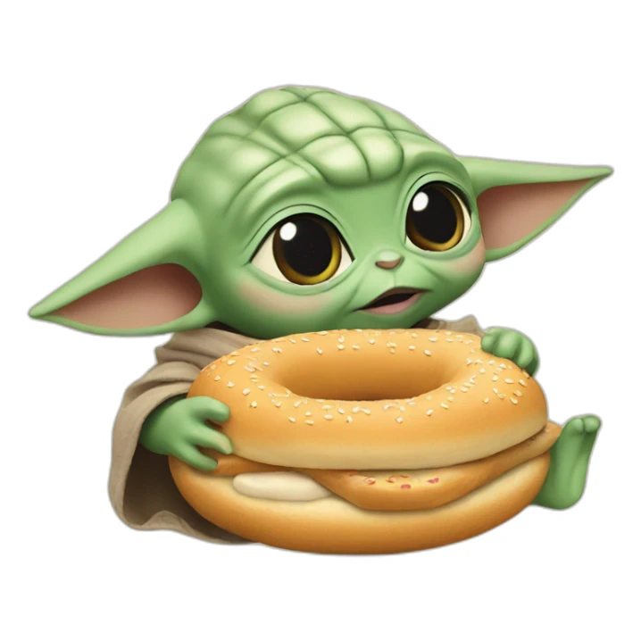 BABY YODA EATING A BAGEL sticker