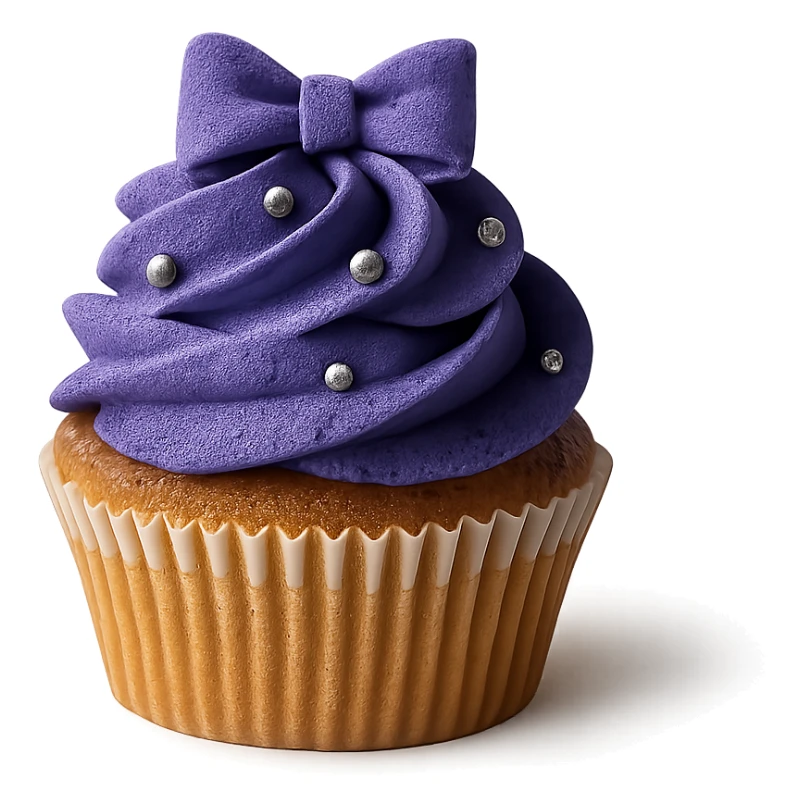 Change the icing to blueberry, keep the realistic cupcake and accessories, photorealistic style, transparent background. sticker