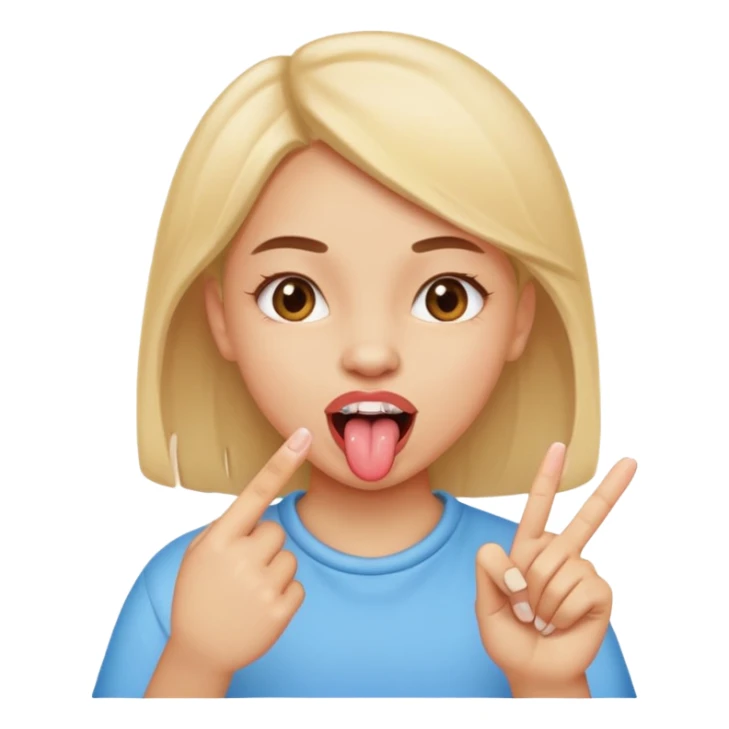 fille doigt entre les dents tire la langue sticker