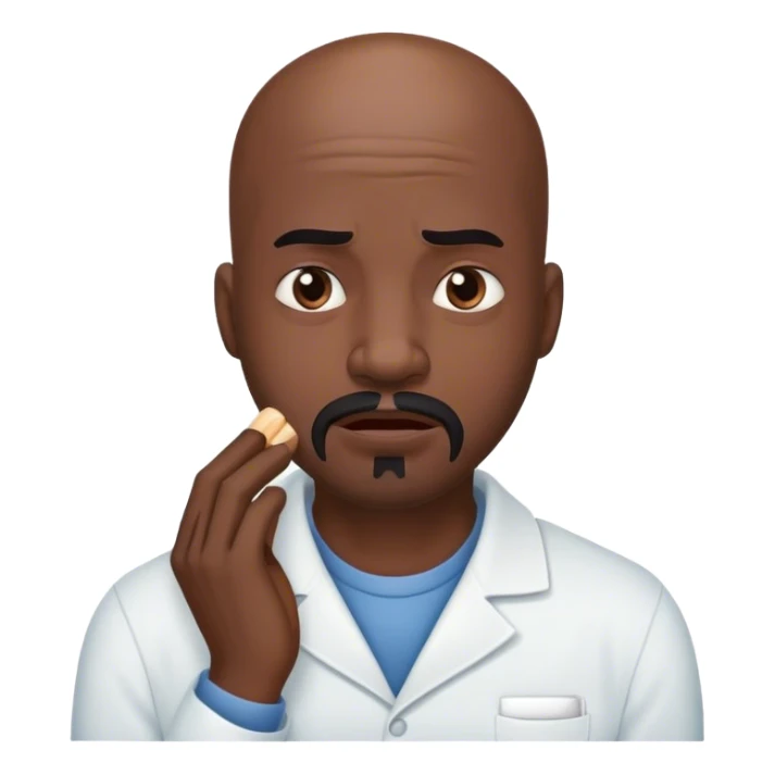Black bald man with facial hair toothache sticker
