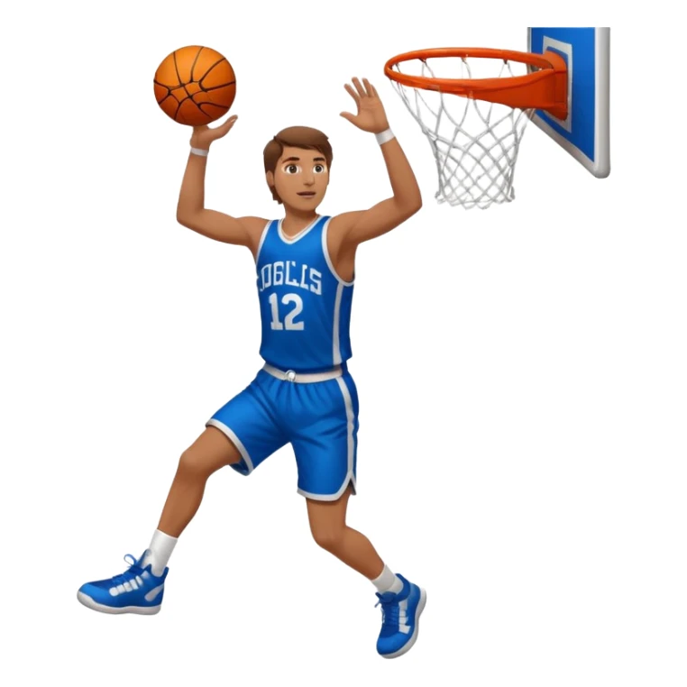 A white man with brown hair with a basketball, doing a layup sticker