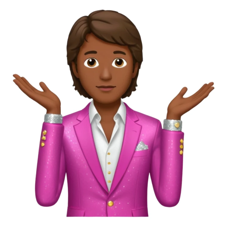 Andy Gibb with dark pink dress shirt, white sequin suit jacket sticker