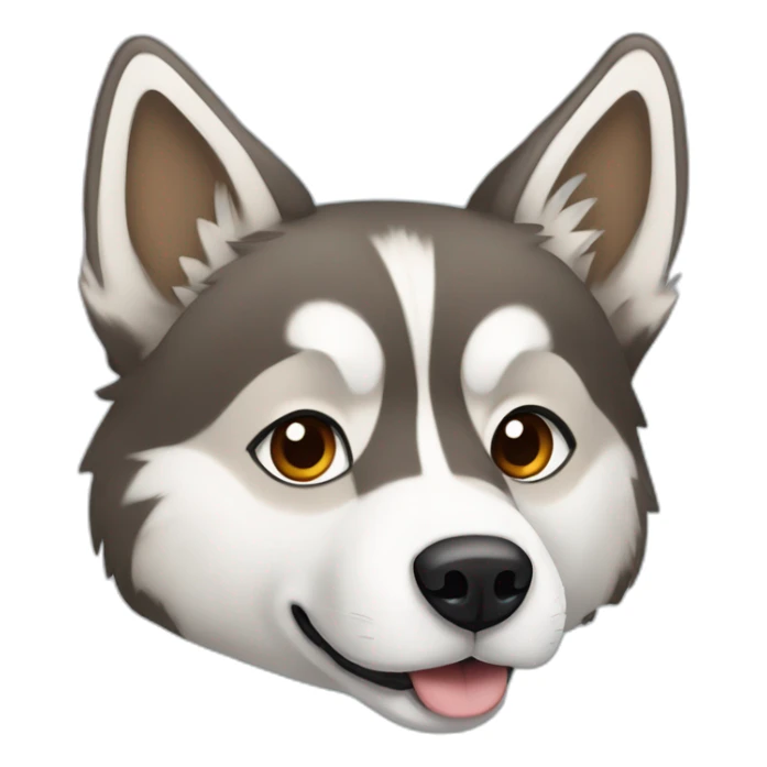 Husky in capuchino colors with one blue and one amber iris sticker
