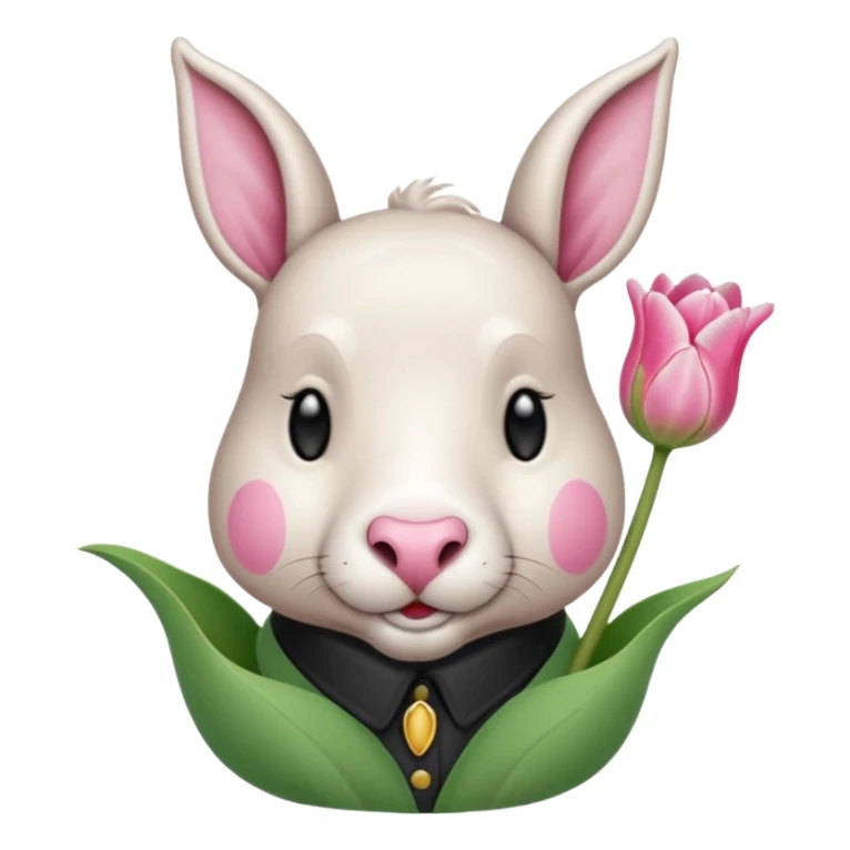 Un 🐑 lindo teniendo un tulipán rosa sticker