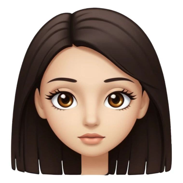 straight hair dark brown eyes and long lashes with and light  skin sticker