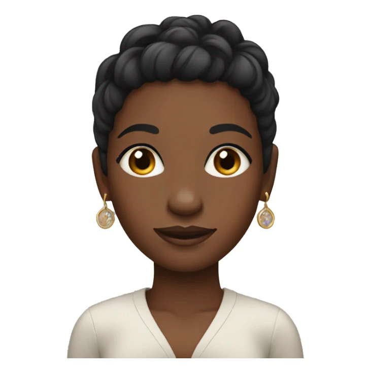 short black girl, haircut with round small earrings sticker