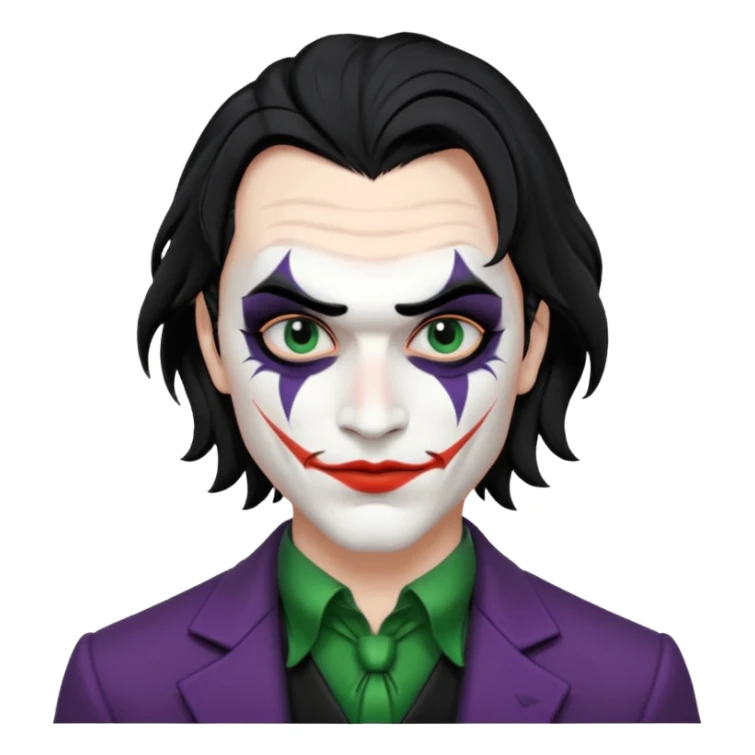 man with black hair black and white joker makeup black clothes sticker