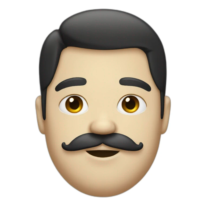 Fat, teenage mustache, black hair, white skin sticker
