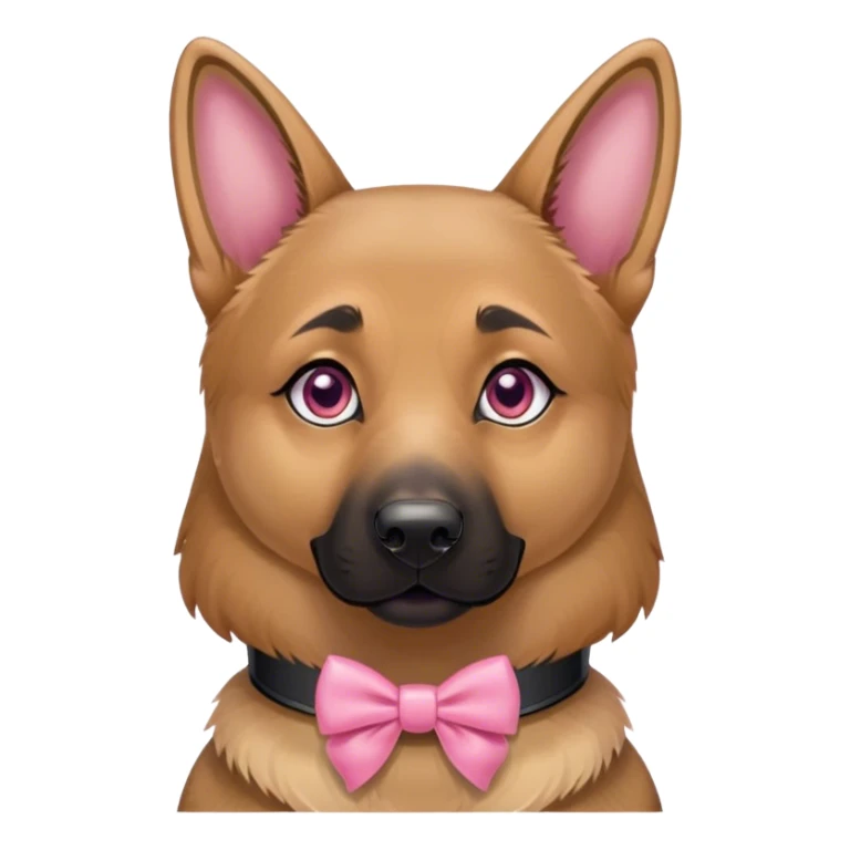 German Shepherd girl honey eyes pink bow collar  sticker