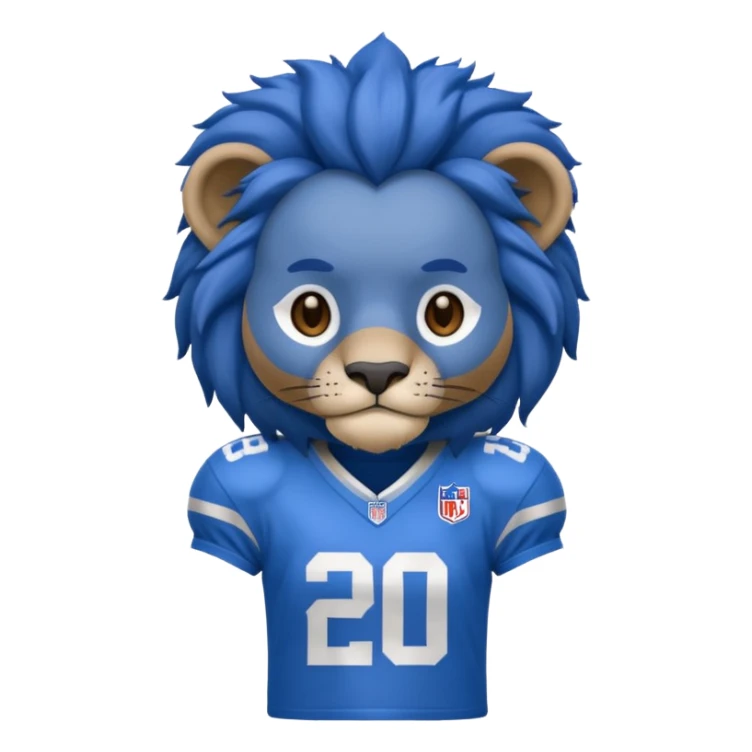 blue color lion wearing american football jersey sticker