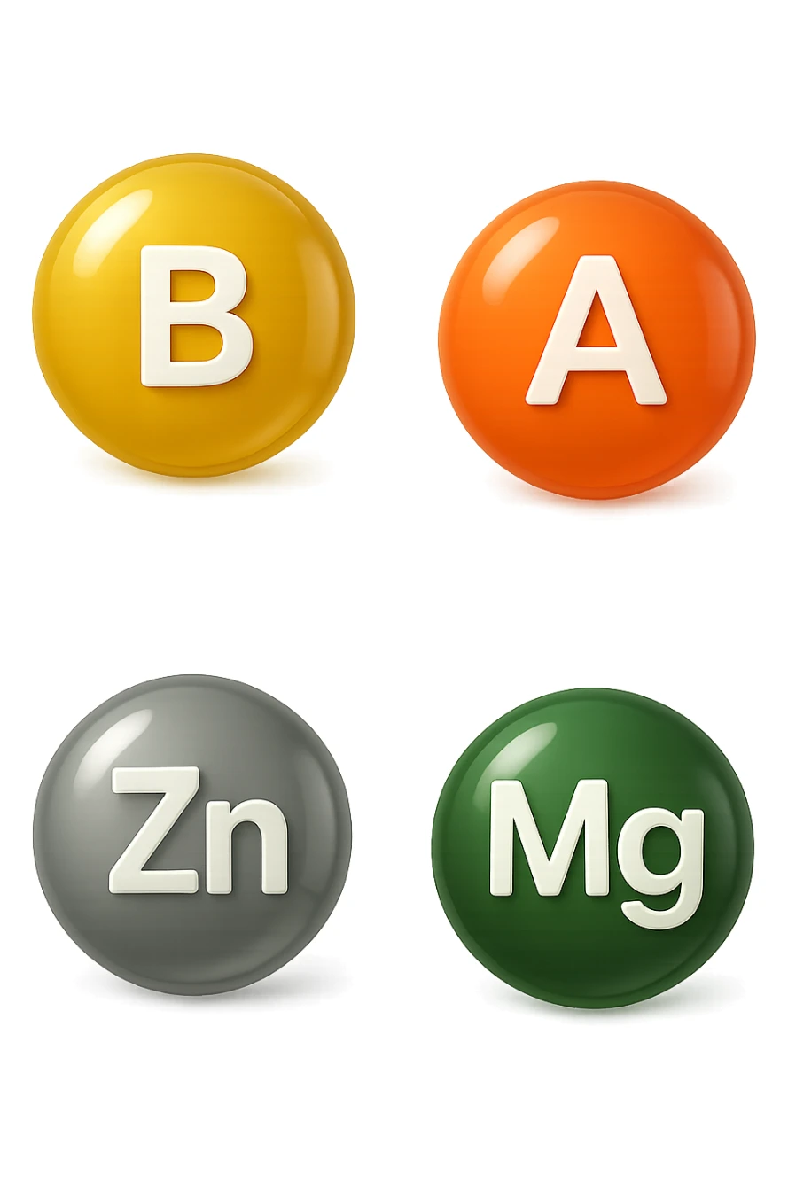 emoji stile iphone in 3d di vitamina B, vitamina A, zinco, magnesio, iperrealistico 4k sticker