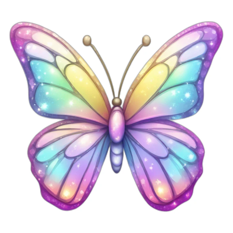 Shiny Glossy Glittery Sparkly Pastel Gradient Hue Iridescent Crystal Butterfly sticker