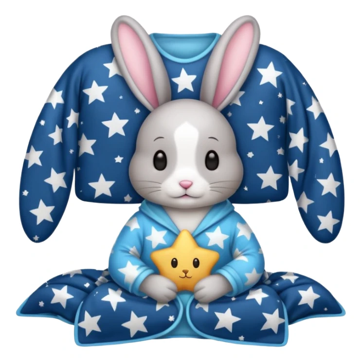 bunny with star pajamas and blanket sticker