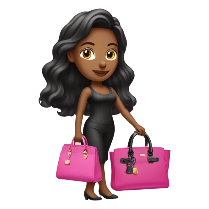 Pretty women holding pink and black birkin bag sticker
