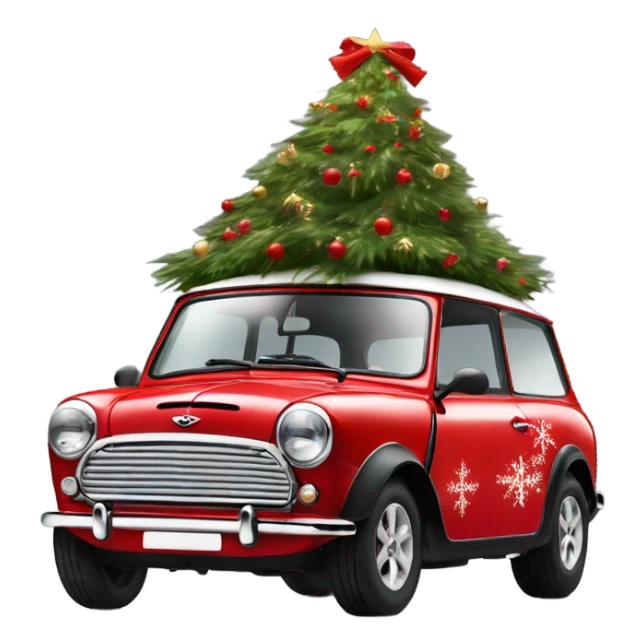 Red Mini Cooper clubman decorated for Christmas  sticker