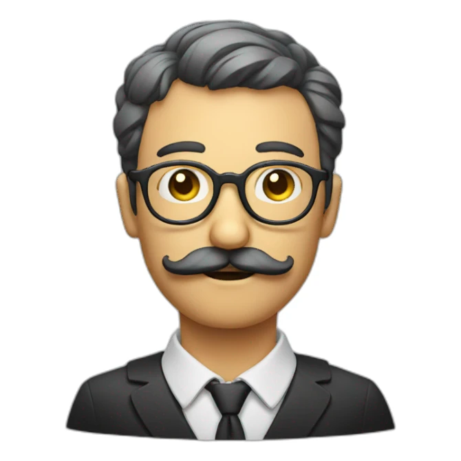 glasses and mustache man with a judging look face sticker