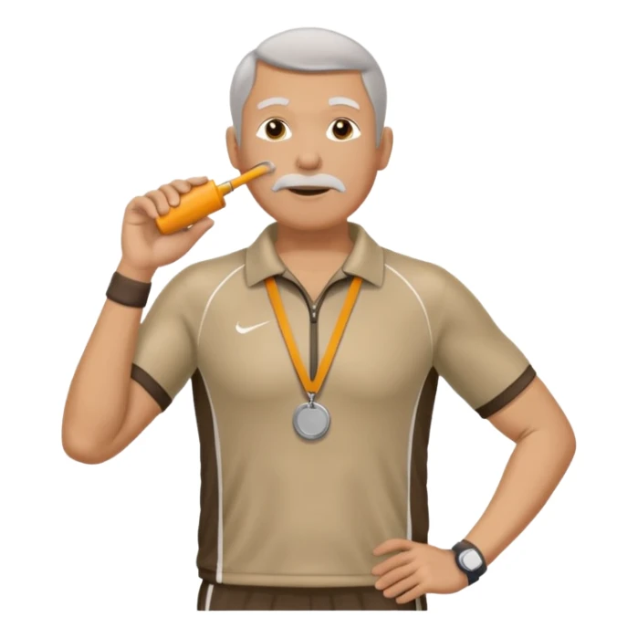 middle-aged track coach with whistle full body sticker